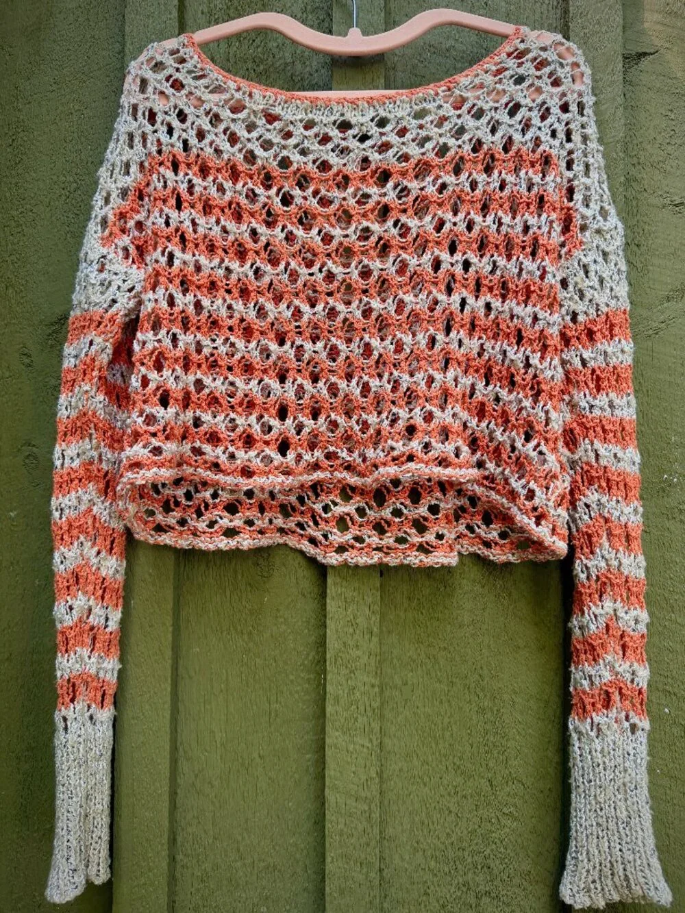 🌲 Free People Striped Crochet Top, Subtle Style!